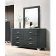 Melody 6-drawer Upholstered Dresser with Mirror Grey