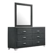 Melody 6-drawer Upholstered Dresser with Mirror Grey