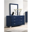 Melody 6-drawer Upholstered Dresser with Mirror Pacific Blue