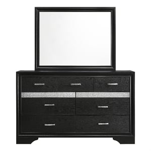 Miranda 7-drawer Dresser with Mirror Black