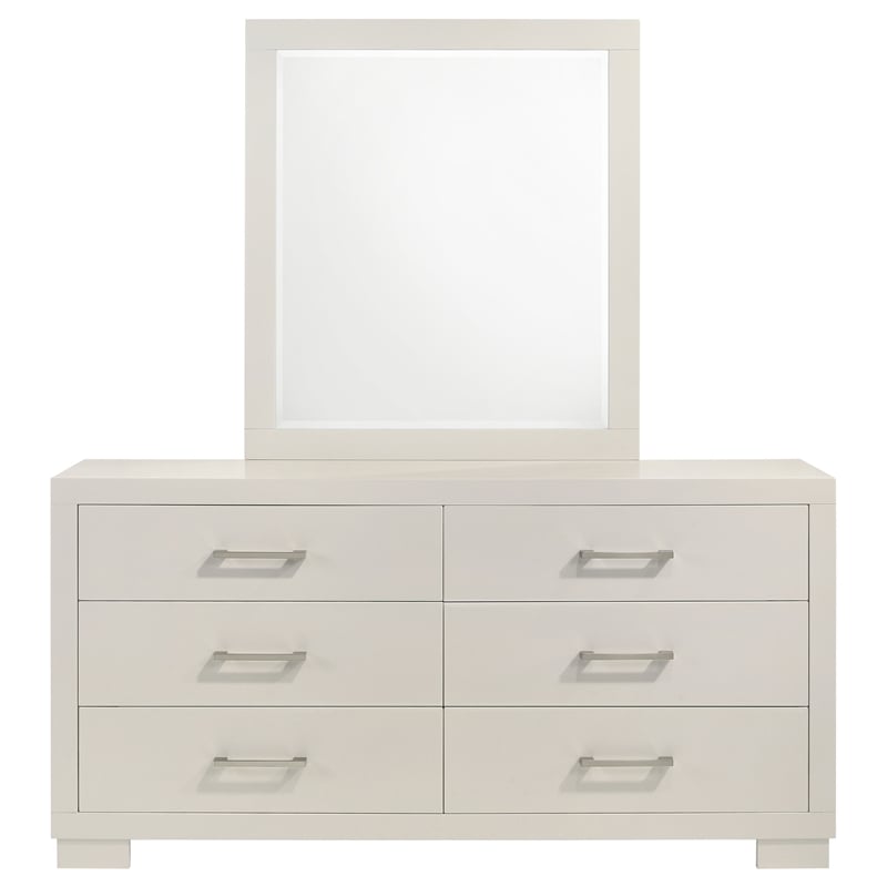 Jessica 6-drawer Dresser with Mirror Snow White