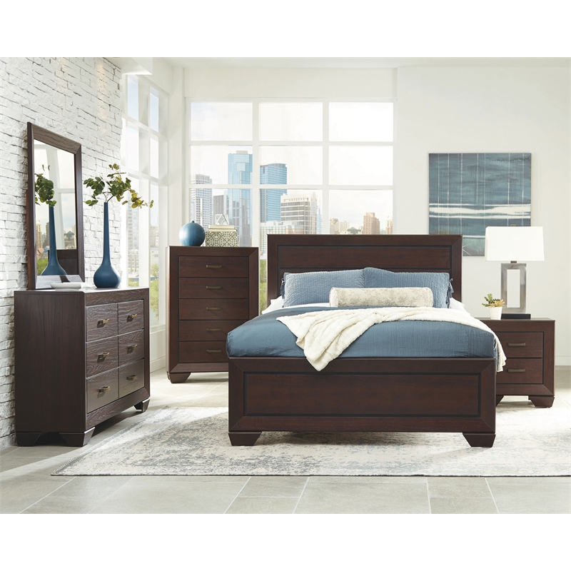 Kauffman 6-drawer Dresser with Mirror Dark Cocoa