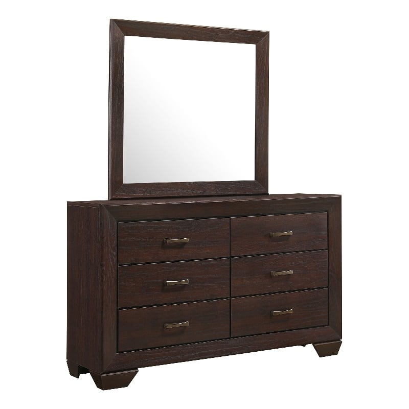Kauffman 6-drawer Dresser with Mirror Dark Cocoa