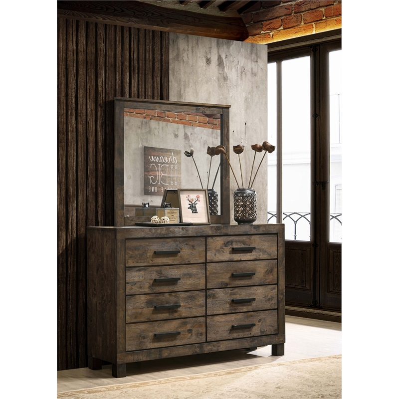 Woodmont 8-drawer Dresser with Mirror Rustic Golden Brown