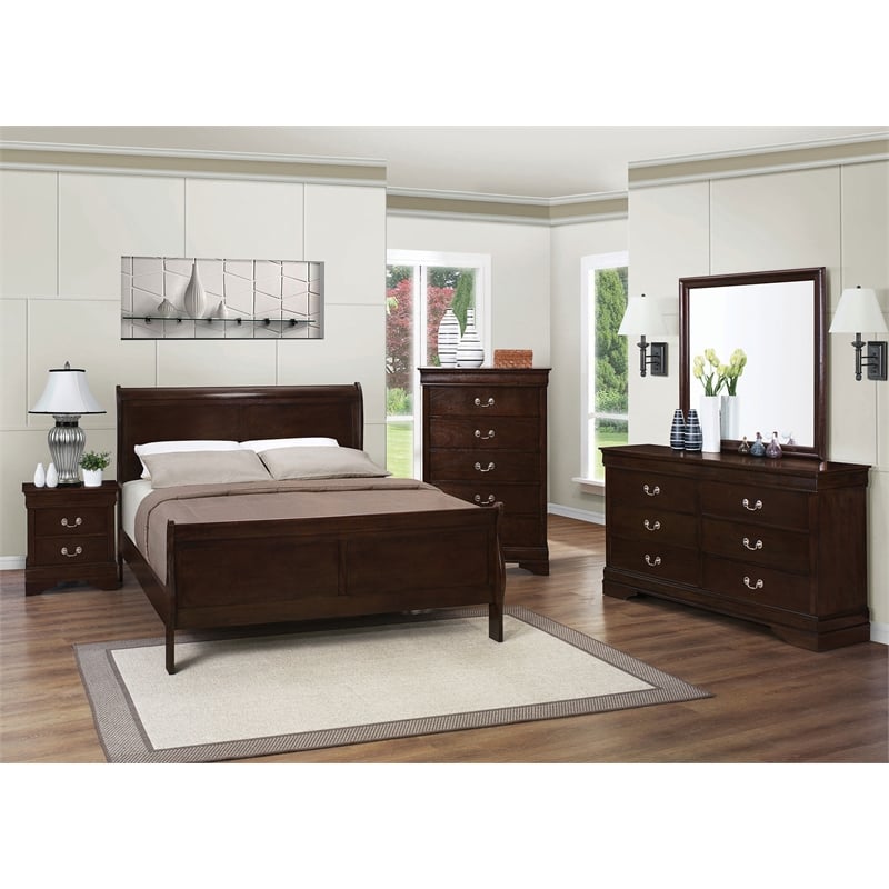 Louis Philippe 6-drawer Dresser with Mirror Cappuccino