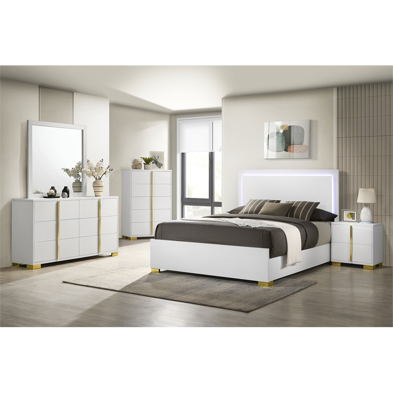 Marceline 6-drawer Dresser with Mirror White