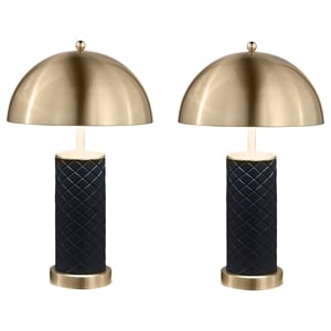 coaster ferris 23-inch dome quilted metal table lamp black