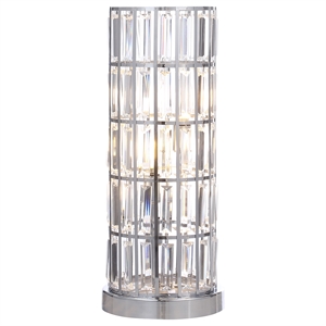 coaster wanda 20-inch crystal shade bedside metal table lamp silver