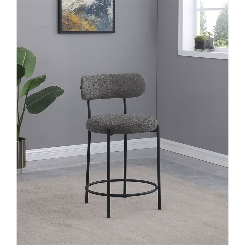 Viola Boucle Upholstered Counter Chair Grey