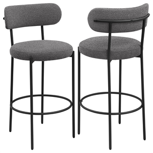 Viola Boucle Upholstered Bar Chair Grey