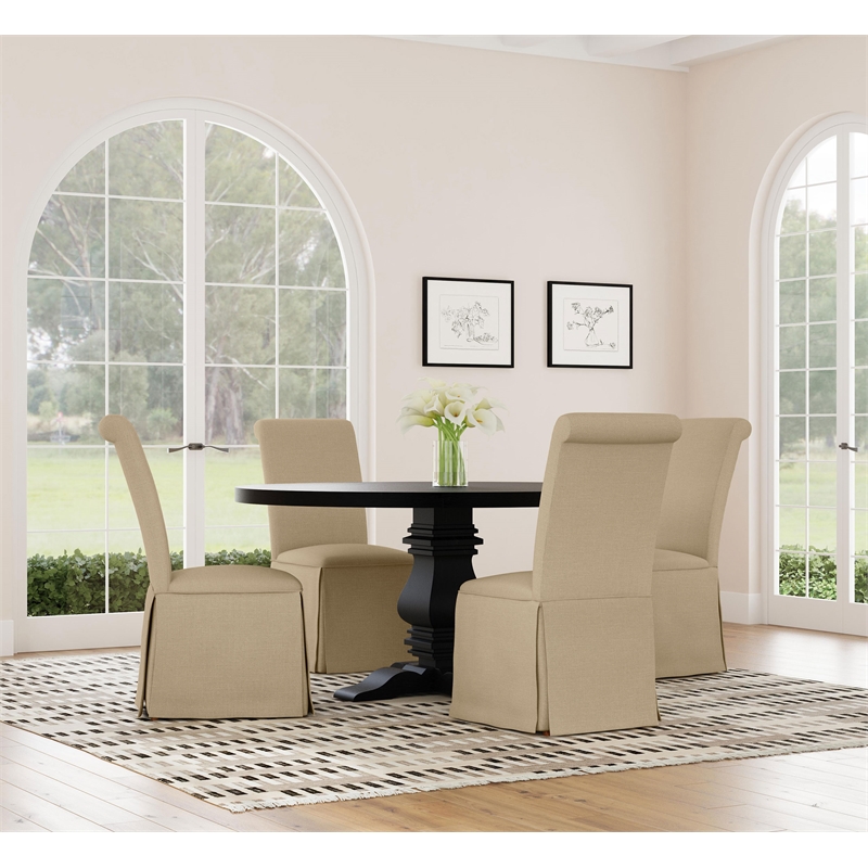 Florence Round 60-inch Pedestal Base Dining Table Black