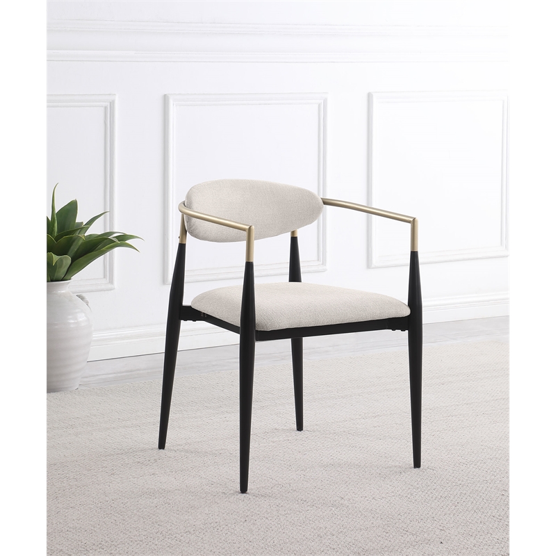 Alexis Fabric Upholstered Dining Arm Chair Beige