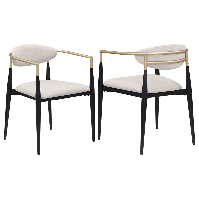 Alexis Fabric Upholstered Dining Arm Chair Beige