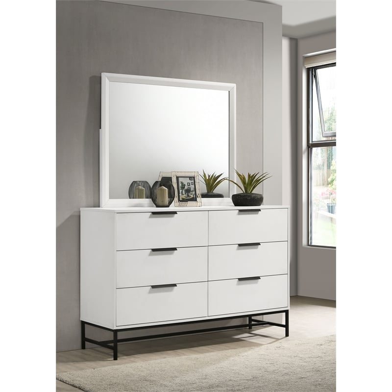 Sonora 6-drawer Dresser with Mirror White