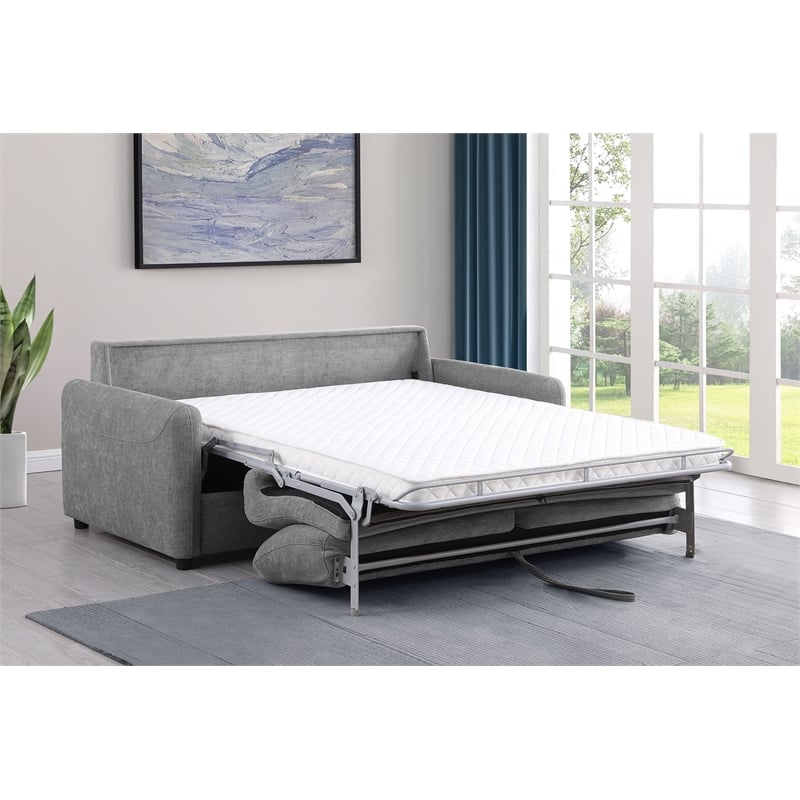 Rylie Upholstered Sofa Sleeper with Queen Mattress Grey