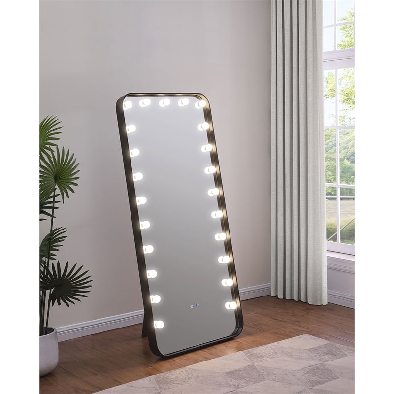 Canton 32 x 71 Inch LED Standing Mirror with Speakers Black