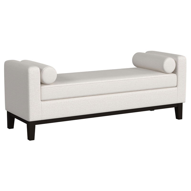 Coaster Rosie Fabric Upholstered Accent Bench with Armrests Vanilla ...