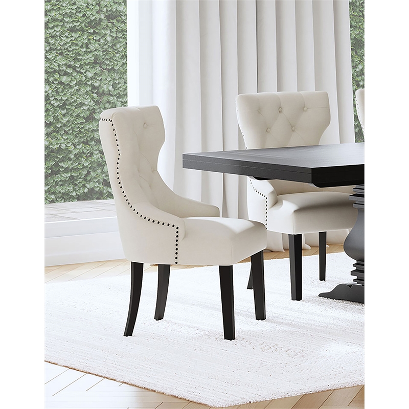 Baney Fabric Upholstered Dining Side Chair Beige and Black