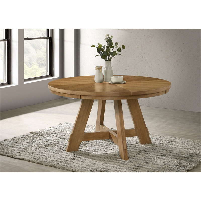 Danvers Round 54-inch Wood Dining Table Brown Oak