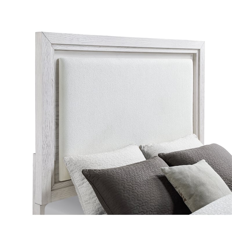 Marielle Queen Upholstered Panel Bed Distressed White