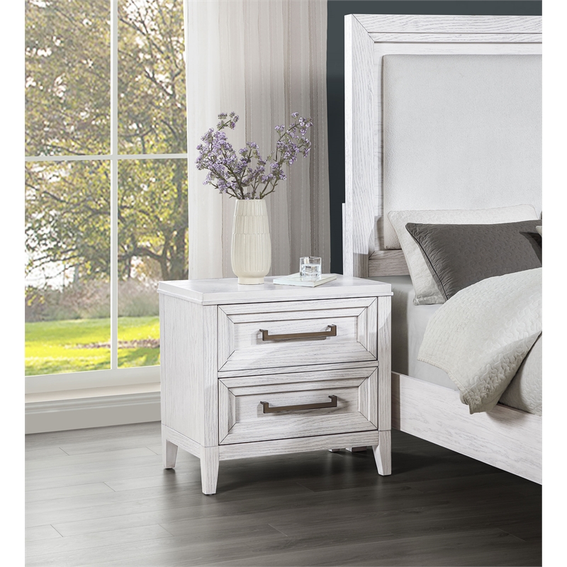 Marielle 2-drawer Nightstand Bedside Table Distressed White