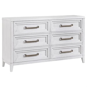 coaster marielle 6-drawer wood bedroom dresser distressed white