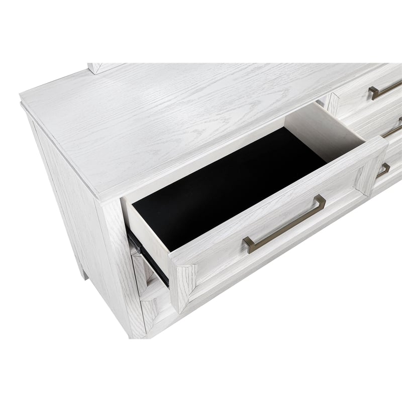 Marielle 6-drawer Dresser with Mirror Distressed White