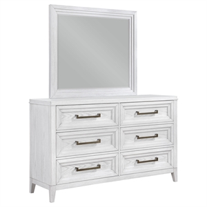 coaster marielle 6-drawer wood dresser with mirror distressed white