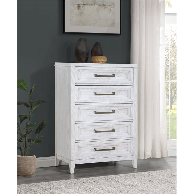 Marielle 5-drawer Bedroom Chest Distressed White