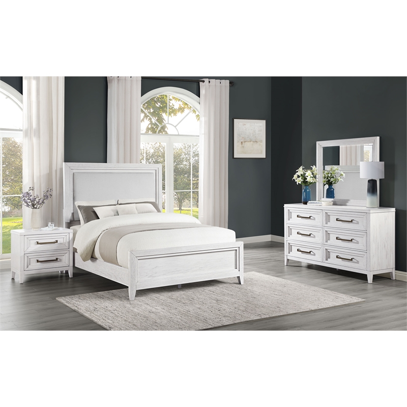 Marielle 4-piece Queen Bedroom Set Distressed White