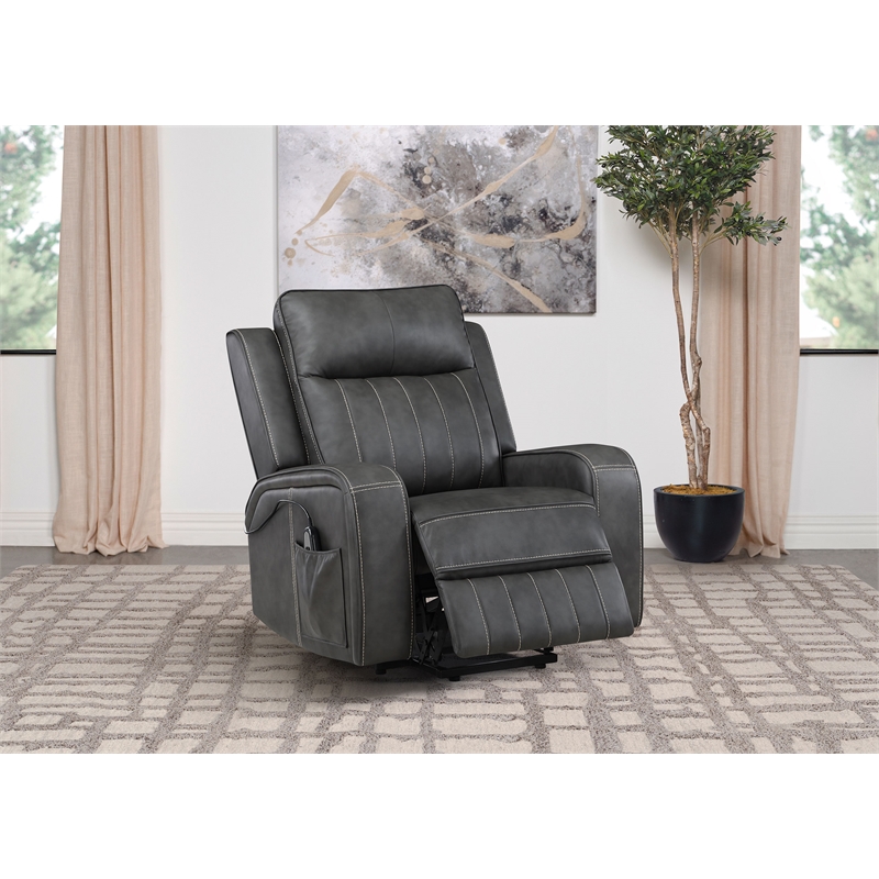 Raelynn Upholstered Power Lift Recliner Chair Grey