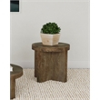 Kinkaid Round Solid Mango Wood End Table Brown