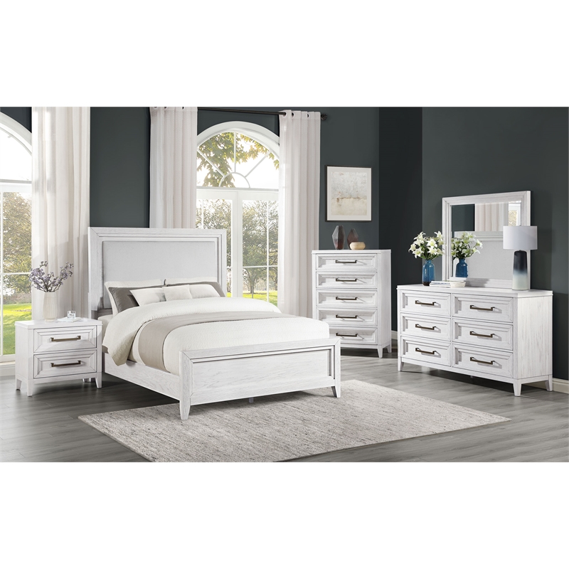 Marielle 5-piece Cal King Bedroom Set Distressed White