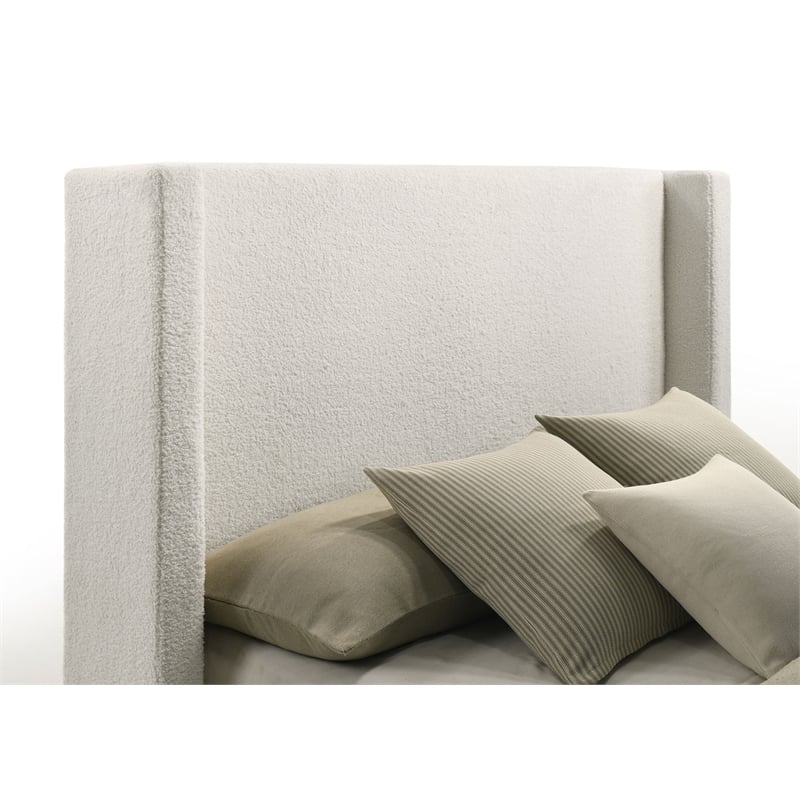 Alamosa Boucle Upholstered Eastern King Platform Bed White