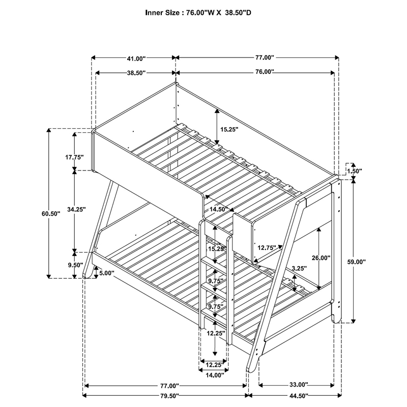 Wyatt Wood Twin Over Twin Bunk Bed White and Natural