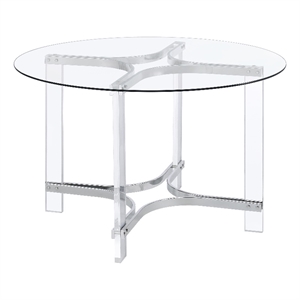 Keeling 47-inch Round Glass Top Acrylic Dining Table Chrome