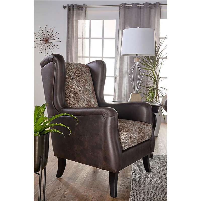 Elmbrook Upholstered Wingback Accent Club Chair Brown