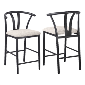 coaster dolman fabric counter height dining side chair in beige (set of 2)