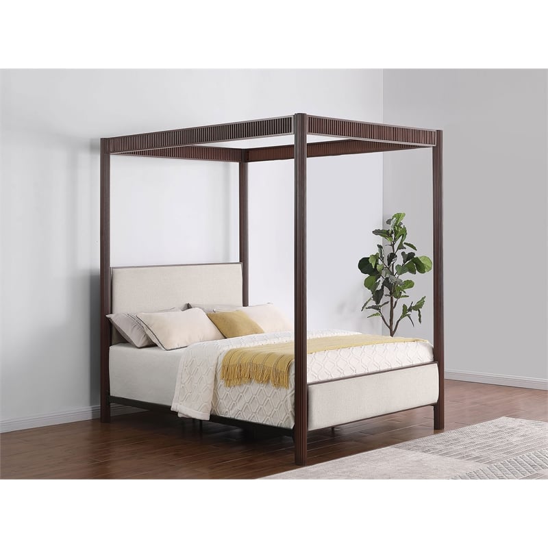 Zimmerlee 89-inch Metal Queen Canopy Bed Rust Brown