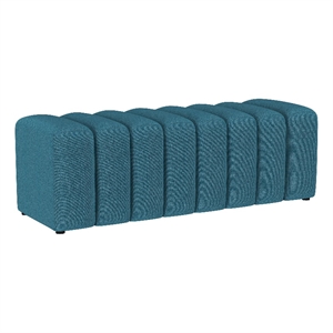 Summer Fabric Upholstered Tufted Accent Bench Peacock Blue