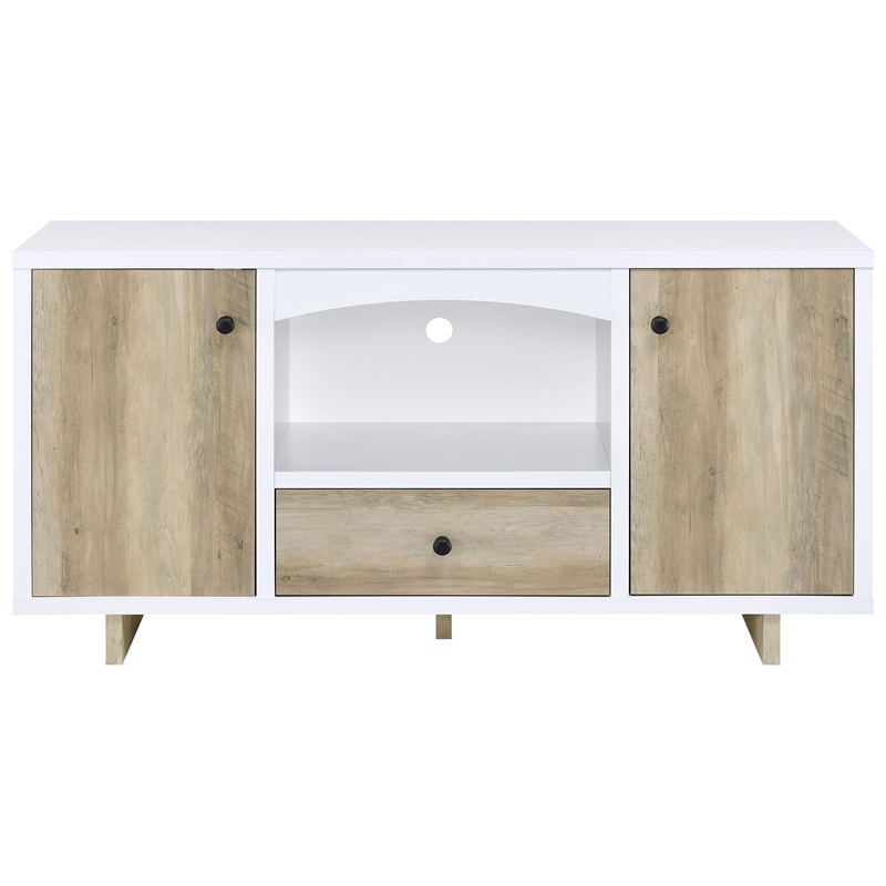 Dalton 2-door Storage Cabinet White and Distressed Pine