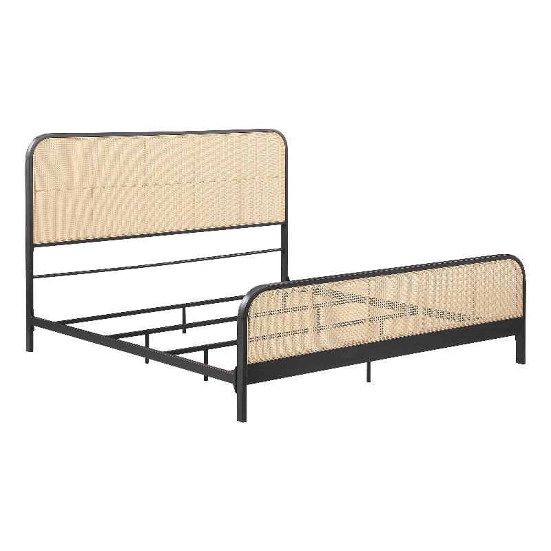 Lanewood Open Cane Webbing Metal Eastern King Bed Black
