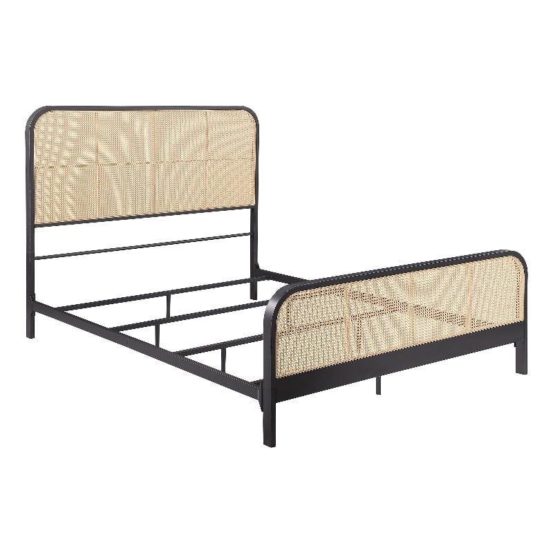 Lanewood Open Cane Webbing Metal Queen Bed Black
