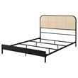 Amherst Radio Weave Rattan Metal Queen Bed Black