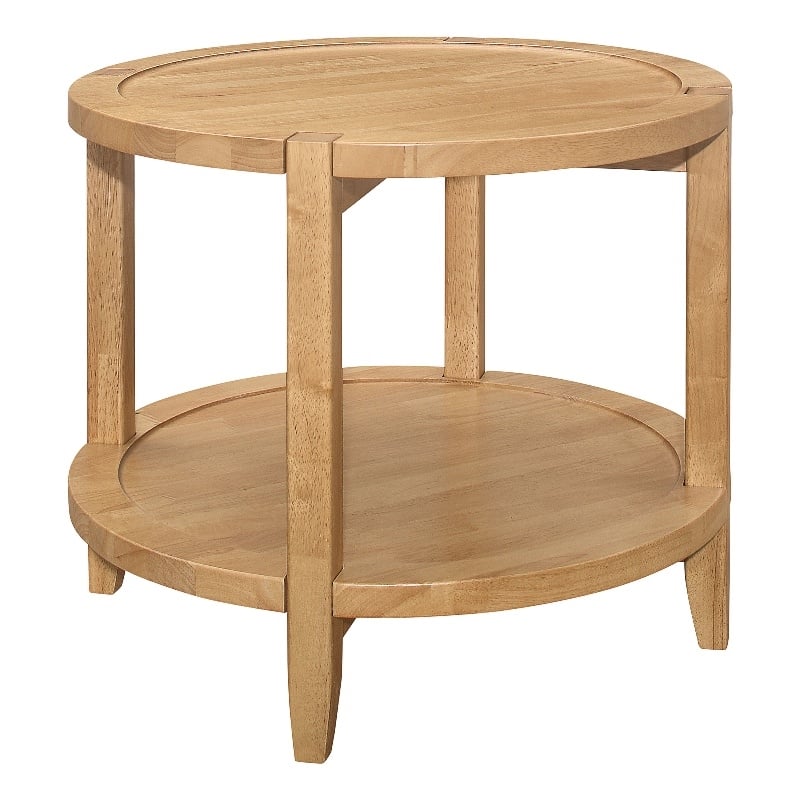 Camillo Round Solid Wood Side End Table Maple Brown