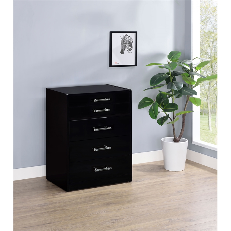 Danbury 3-drawer Makeup Vanity & Stool Set Black High Gloss