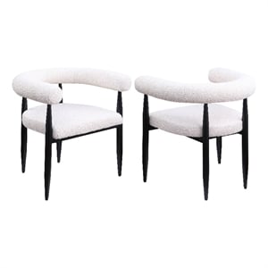 coaster dunmore boucle fabric upholstered dining arm chair in cream
