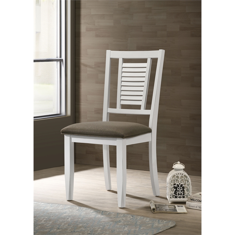 Coaster Appleton Farmhouse Wood Dining Side Chair in Distressed White