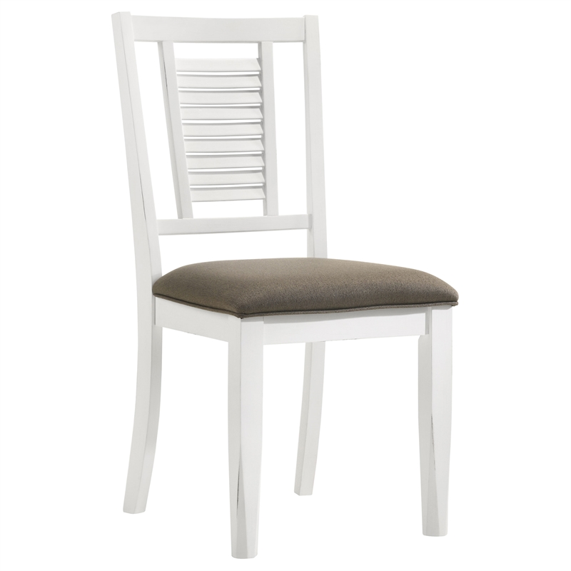 Coaster Appleton Farmhouse Wood Dining Side Chair in Distressed White