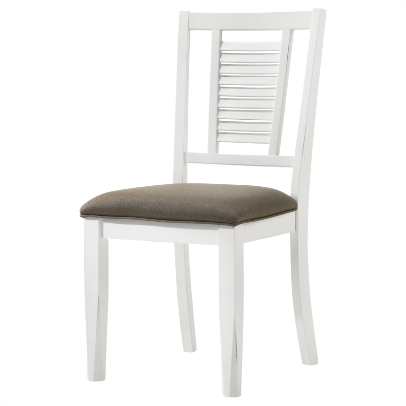 Coaster Appleton Farmhouse Wood Dining Side Chair in Distressed White